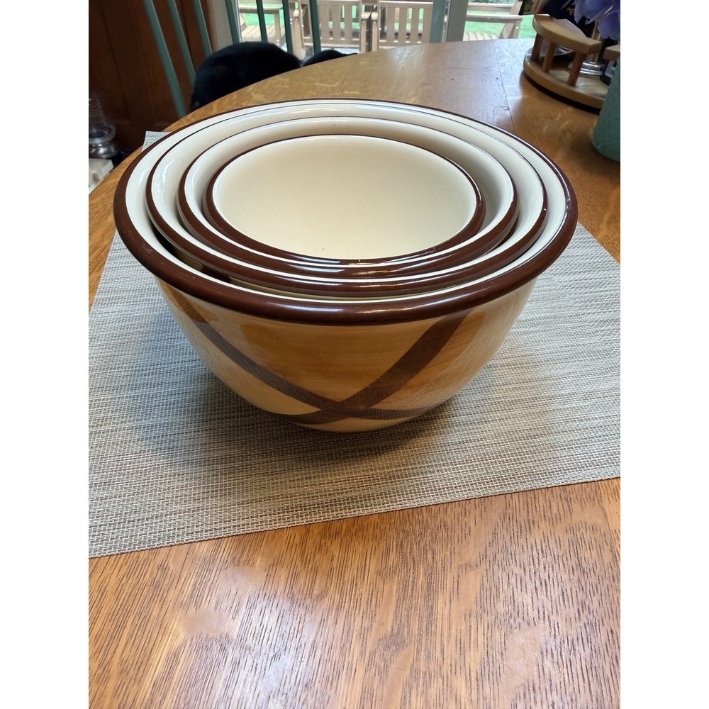 Vintage 50's VERNONWARE Organdie 4 Mixing Nesting Bowls HTF VERNON KILNS CA USA